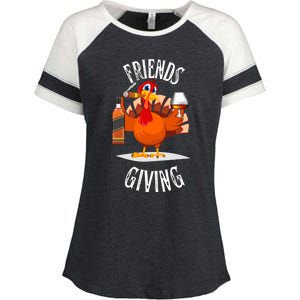 Happy Friendsgiving Turkey Friends Giving Funny Gift Enza Ladies Jersey Colorblock Tee