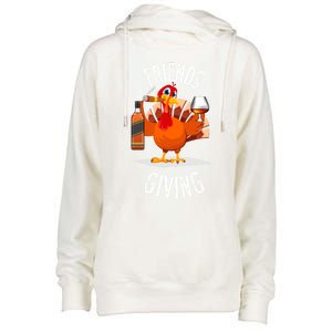 Happy Friendsgiving Turkey Friends Giving Funny Gift Womens Funnel Neck Pullover Hood