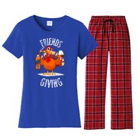 Happy Friendsgiving Turkey Friends Giving Funny Gift Women's Flannel Pajama Set