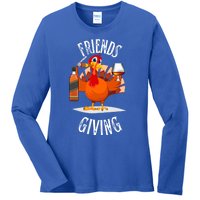 Happy Friendsgiving Turkey Friends Giving Funny Gift Ladies Long Sleeve Shirt