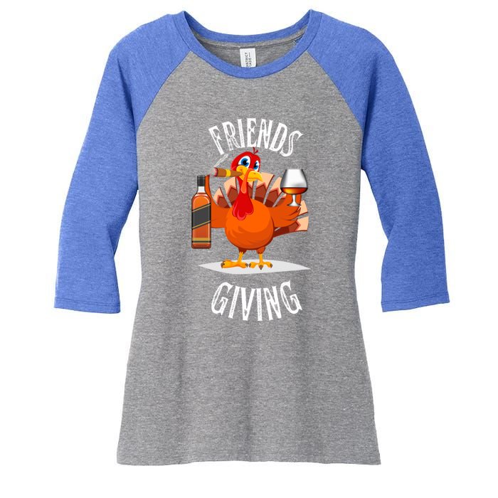 Happy Friendsgiving Turkey Friends Giving Funny Gift Women's Tri-Blend 3/4-Sleeve Raglan Shirt