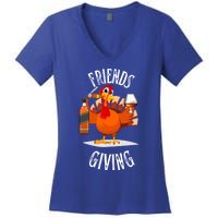 Happy Friendsgiving Turkey Friends Giving Funny Gift Women's V-Neck T-Shirt