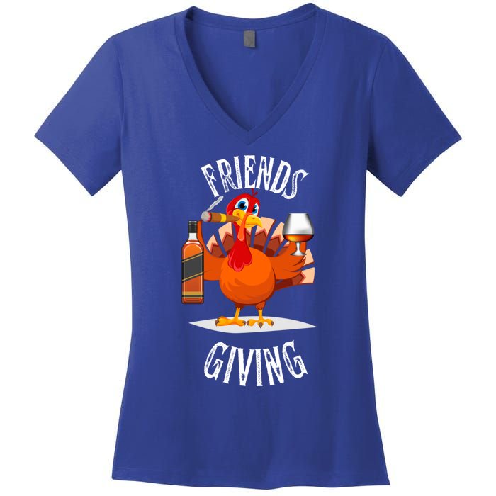 Happy Friendsgiving Turkey Friends Giving Funny Gift Women's V-Neck T-Shirt