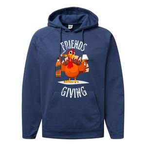 Happy Friendsgiving Turkey Friends Giving Funny Gift Performance Fleece Hoodie