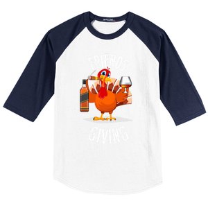 Happy Friendsgiving Turkey Friends Giving Funny Gift Baseball Sleeve Shirt