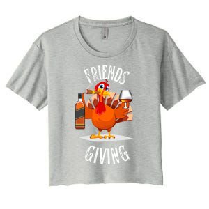 Happy Friendsgiving Turkey Friends Giving Funny Gift Women's Crop Top Tee