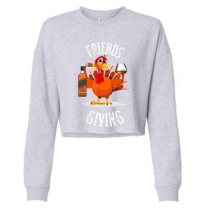 Happy Friendsgiving Turkey Friends Giving Funny Gift Cropped Pullover Crew