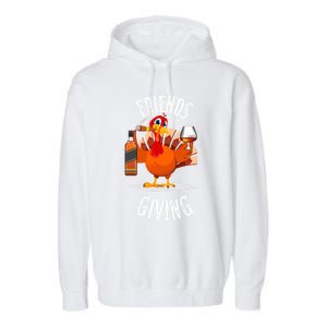 Happy Friendsgiving Turkey Friends Giving Funny Gift Garment-Dyed Fleece Hoodie