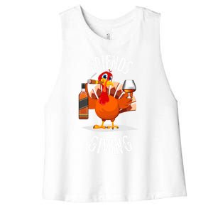 Happy Friendsgiving Turkey Friends Giving Funny Gift Women's Racerback Cropped Tank