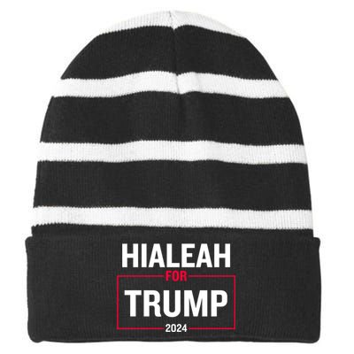 Hialeah For Trump 2024 Striped Beanie with Solid Band