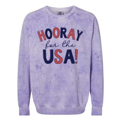 Hooray For The Usa Cute 4th Of July Funny Gift Colorblast Crewneck Sweatshirt