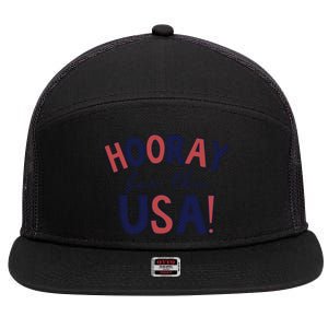 Hooray For The Usa Cute 4th Of July Funny Gift 7 Panel Mesh Trucker Snapback Hat