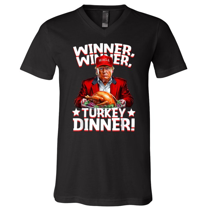 Humor Funny Trump Winner Winner Turkey Dinner Thanksgiving V-Neck T-Shirt