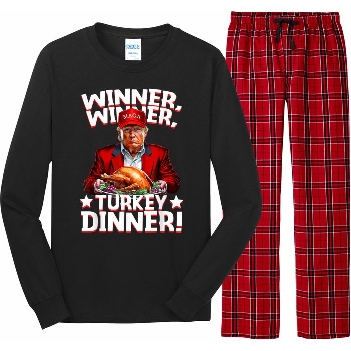 Humor Funny Trump Winner Winner Turkey Dinner Thanksgiving Long Sleeve Pajama Set