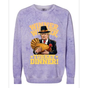 Humor Funny Trump Winner Winner Turkey Dinner Thanksgiving Gift Colorblast Crewneck Sweatshirt