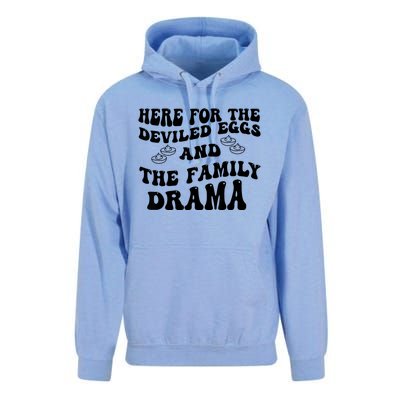 Here For The Deviled Eggs And The Family Drama Unisex Surf Hoodie