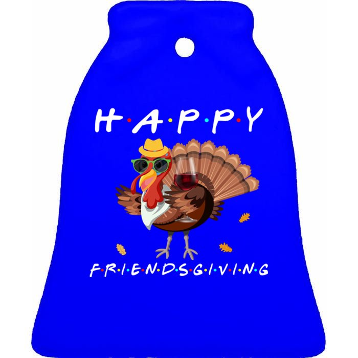 Happy Friendsgiving Turkey Friends Giving Funny Gift Ceramic Bell Ornament