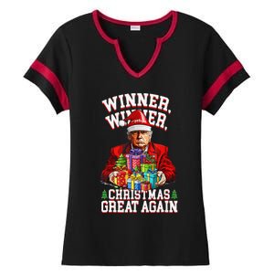 Humor Funny Trump Winner Winner Christmas Great Again Win Ladies Halftime Notch Neck Tee