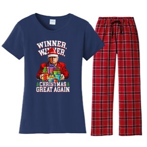 Humor Funny Trump Winner Winner Christmas Great Again Win Women's Flannel Pajama Set