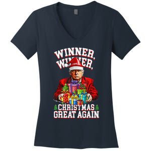 Humor Funny Trump Winner Winner Christmas Great Again Win Women's V-Neck T-Shirt