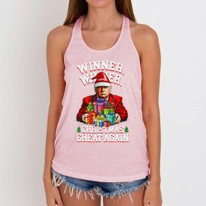 Humor Funny Trump Winner Winner Christmas Great Again Win Women's Knotted Racerback Tank