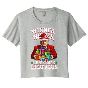 Humor Funny Trump Winner Winner Christmas Great Again Win Women's Crop Top Tee