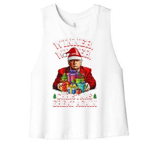 Humor Funny Trump Winner Winner Christmas Great Again Win Women's Racerback Cropped Tank