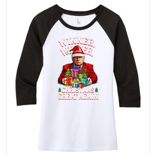 Humor Funny Trump Winner Winner Christmas Great Again Win Women's Tri-Blend 3/4-Sleeve Raglan Shirt