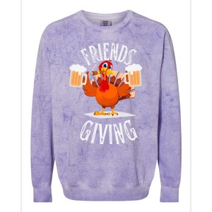 Happy Friendsgiving Turkey Friends Giving Funny Thanksgiving Gift Colorblast Crewneck Sweatshirt