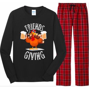 Happy Friendsgiving Turkey Friends Giving Funny Thanksgiving Gift Long Sleeve Pajama Set