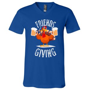 Happy Friendsgiving Turkey Friends Giving Funny Thanksgiving Gift V-Neck T-Shirt