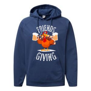 Happy Friendsgiving Turkey Friends Giving Funny Thanksgiving Gift Performance Fleece Hoodie