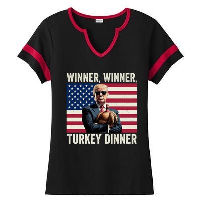 Humor Funny Trump Winner Winner Turkey Dinner Thanksgiving Ladies Halftime Notch Neck Tee