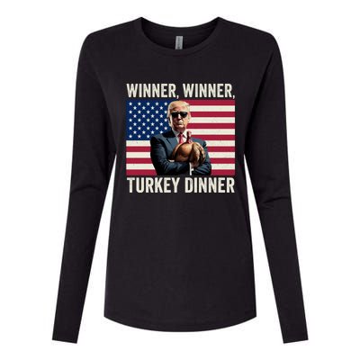 Humor Funny Trump Winner Winner Turkey Dinner Thanksgiving Womens Cotton Relaxed Long Sleeve T-Shirt