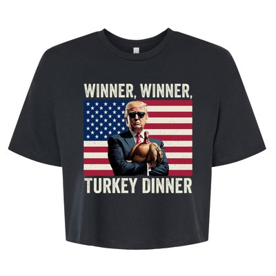 Humor Funny Trump Winner Winner Turkey Dinner Thanksgiving Bella+Canvas Jersey Crop Tee