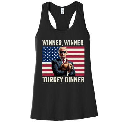 Humor Funny Trump Winner Winner Turkey Dinner Thanksgiving Women's Racerback Tank