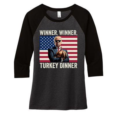 Humor Funny Trump Winner Winner Turkey Dinner Thanksgiving Women's Tri-Blend 3/4-Sleeve Raglan Shirt