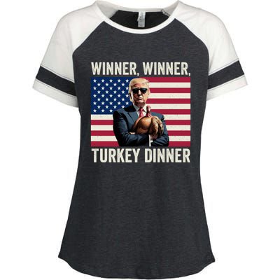 Humor Funny Trump Winner Winner Turkey Dinner Thanksgiving Enza Ladies Jersey Colorblock Tee