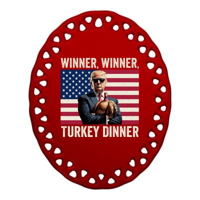 Humor Funny Trump Winner Winner Turkey Dinner Thanksgiving Ceramic Oval Ornament