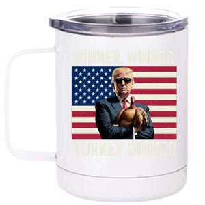 Humor Funny Trump Winner Winner Turkey Dinner Thanksgiving 12 oz Stainless Steel Tumbler Cup