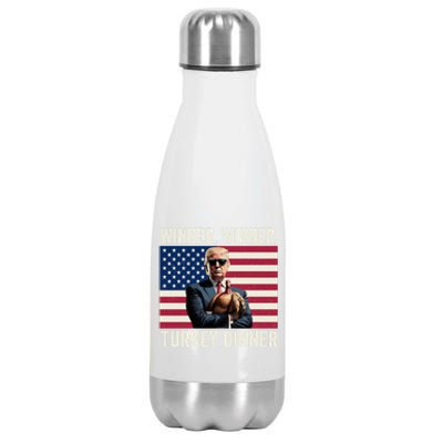 Humor Funny Trump Winner Winner Turkey Dinner Thanksgiving Stainless Steel Insulated Water Bottle