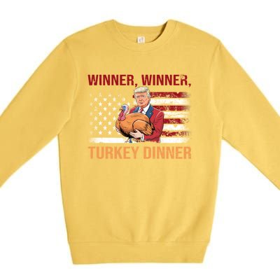 Humor Funny Trump Winner Winner Turkey Dinner Thanksgiving Premium Crewneck Sweatshirt