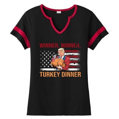 Humor Funny Trump Winner Winner Turkey Dinner Thanksgiving Ladies Halftime Notch Neck Tee