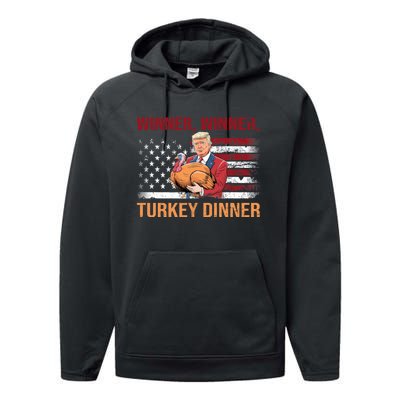 Humor Funny Trump Winner Winner Turkey Dinner Thanksgiving Performance Fleece Hoodie