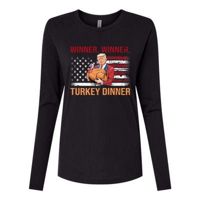 Humor Funny Trump Winner Winner Turkey Dinner Thanksgiving Womens Cotton Relaxed Long Sleeve T-Shirt