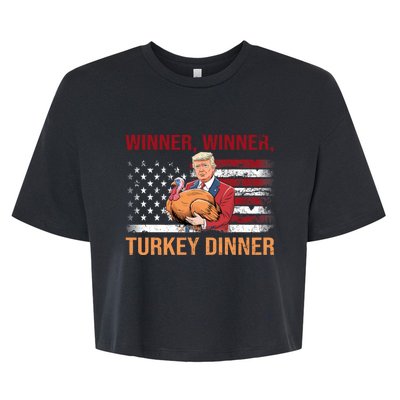 Humor Funny Trump Winner Winner Turkey Dinner Thanksgiving Bella+Canvas Jersey Crop Tee