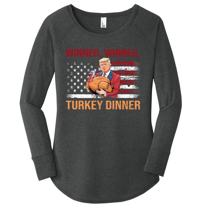 Humor Funny Trump Winner Winner Turkey Dinner Thanksgiving Women's Perfect Tri Tunic Long Sleeve Shirt