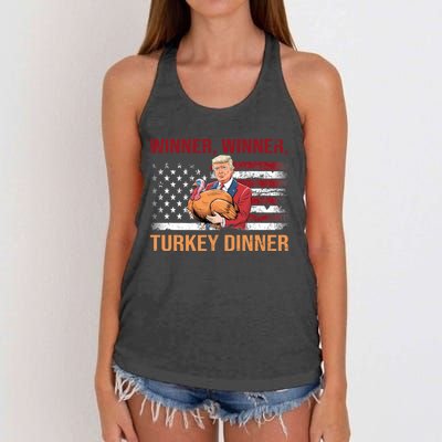 Humor Funny Trump Winner Winner Turkey Dinner Thanksgiving Women's Knotted Racerback Tank