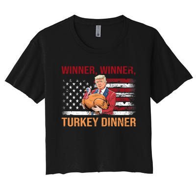 Humor Funny Trump Winner Winner Turkey Dinner Thanksgiving Women's Crop Top Tee