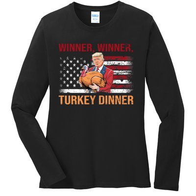 Humor Funny Trump Winner Winner Turkey Dinner Thanksgiving Ladies Long Sleeve Shirt